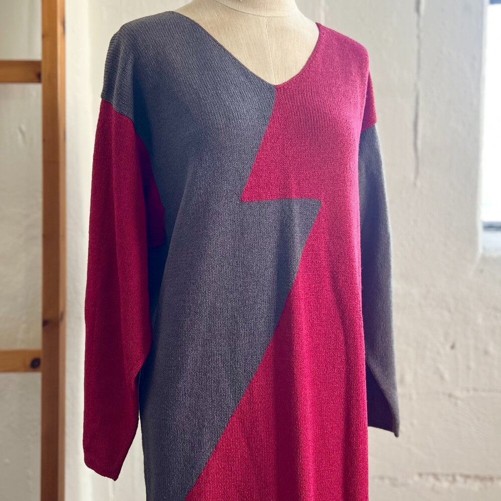 Helen HSU Vintage (for Saks fifth avenue) grey & pink dress / Size 8